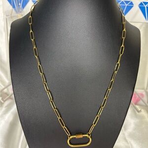 18k Gold Plated Paper Clip Chain Necklace